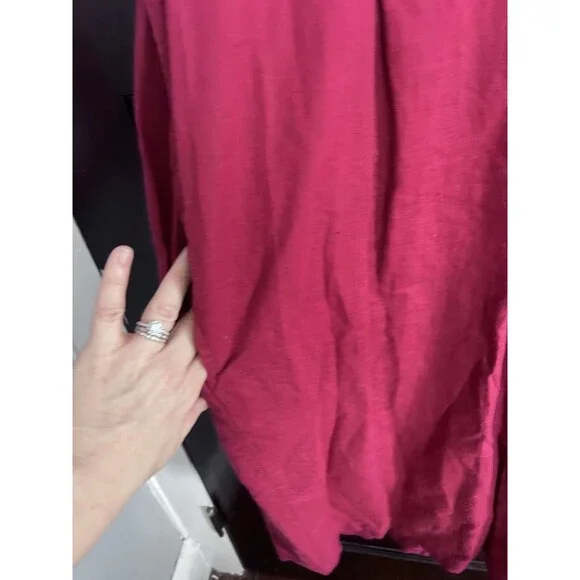 Gudrun Sjödén Women's Dress Linen Blend Floral Embroidery Burgundy Size Large